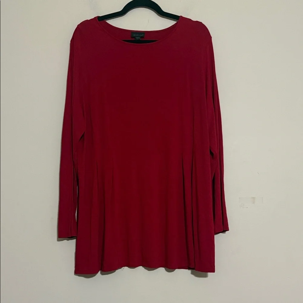 J. Jill Red Long Sleeve Top blouse women XL soft stretchy casual office soft - Picture 1 of 7
